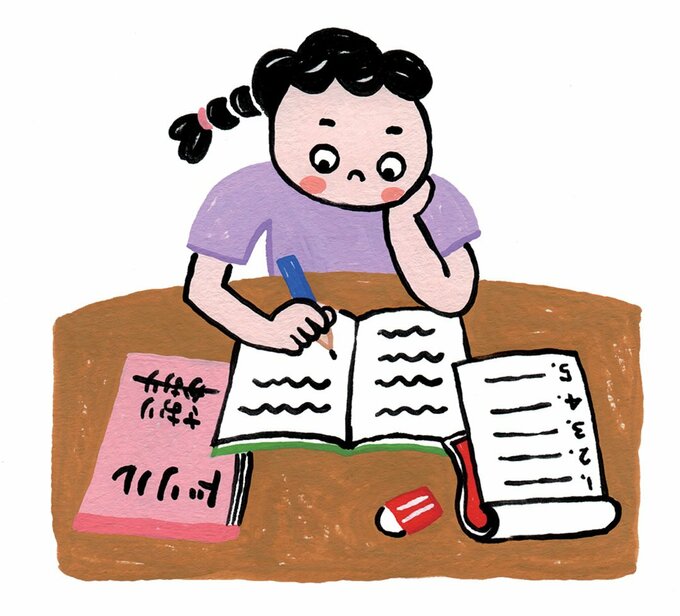 イラスト女の子勉強