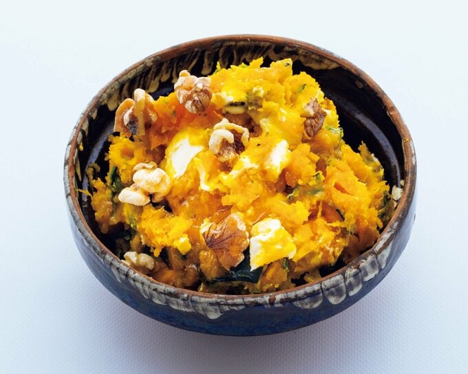 カボチャとクリームチーズのメープルナッツサラダ