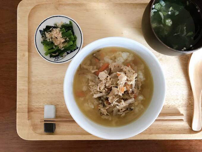 鶏飯と野菜のスープ