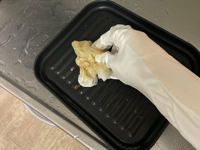 魚焼きトレーあと片付け