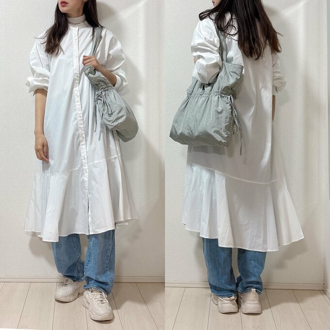 シャツワンピのコーディネート