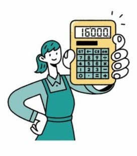 電卓を持つ人