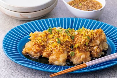 レンジでつくるユーリンチー。やわらか衣に甘酸っぱネギダレが最高