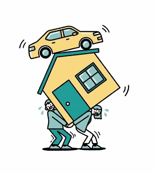 家と自動車の負担を支える人