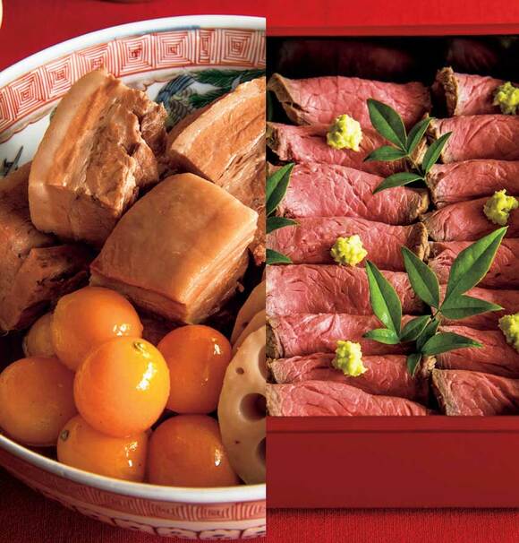角煮とローストビーフ