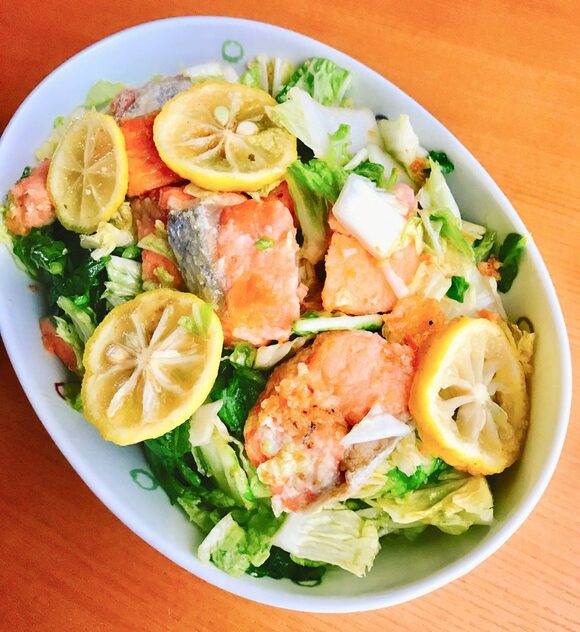 白菜と鮭のユズコショウあえ