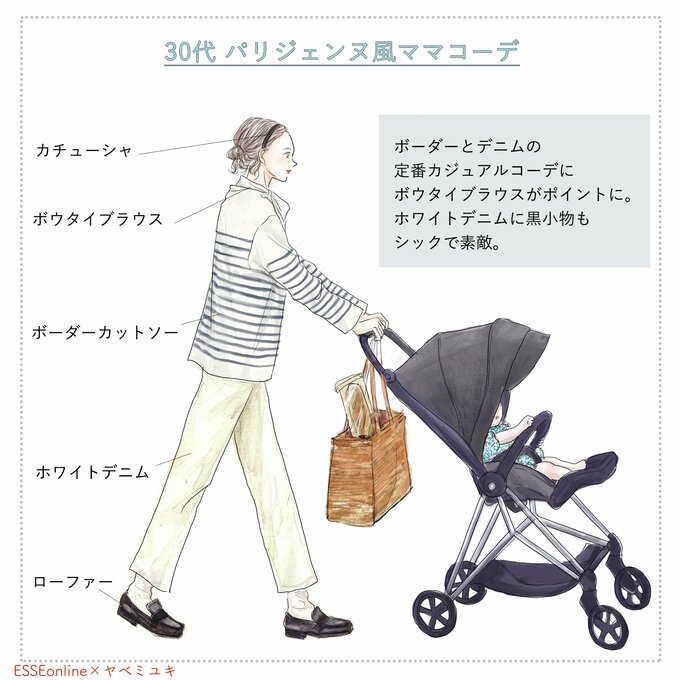 30代、パリジェンヌ風ママコーデ