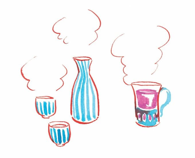 ホットワイン熱かんのイラスト