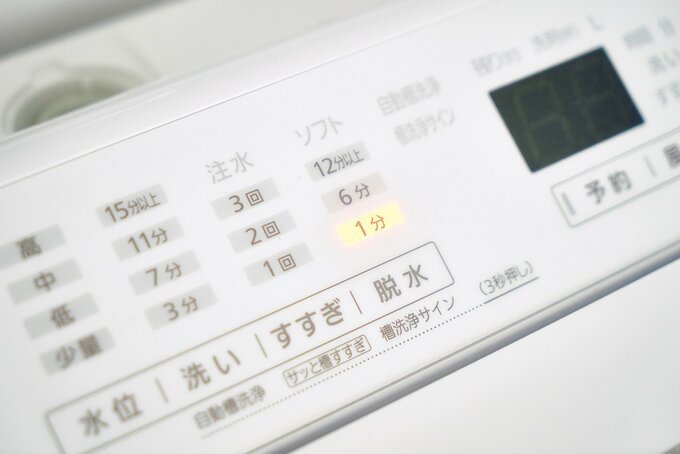 洗濯機の脱水時間が表示されている様子