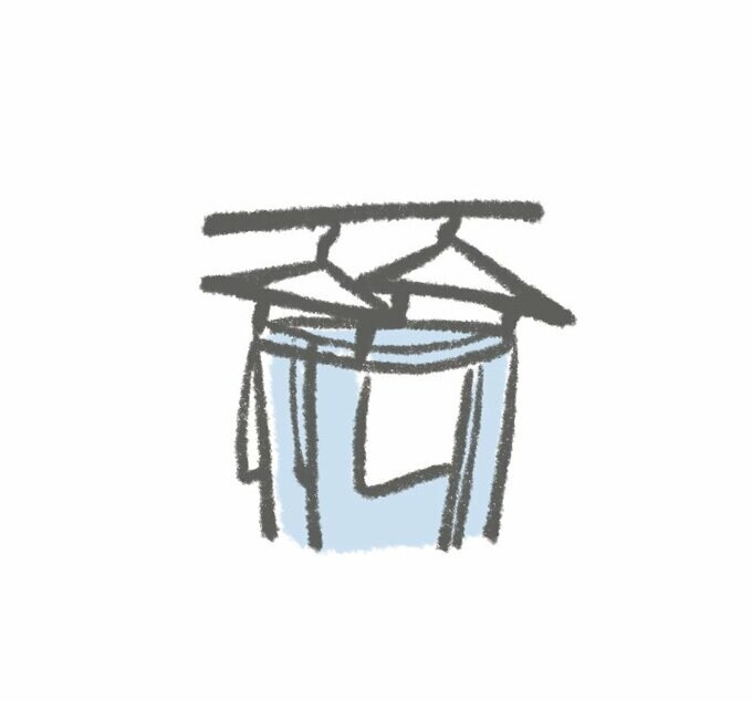 ジーンズを干している