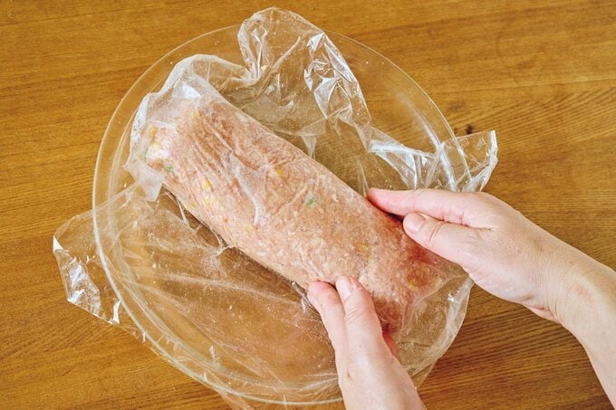 レンチンミートローフの調理過程