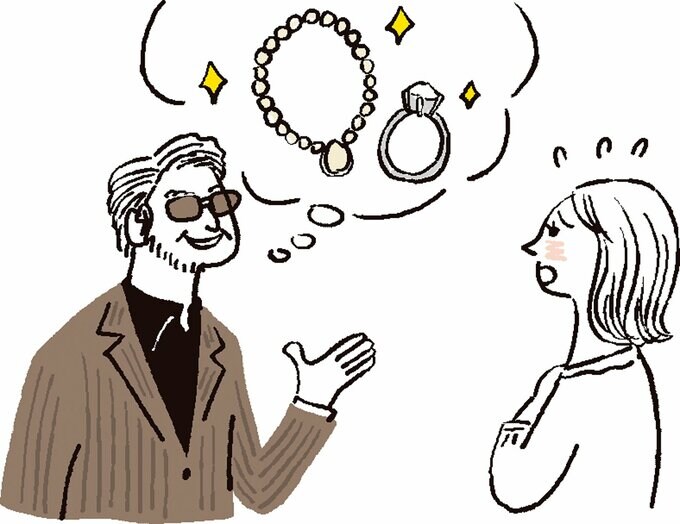 悪徳業者に勧誘されて焦る女性