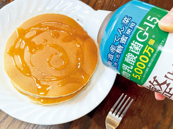 パンケーキに整オリゴをかける