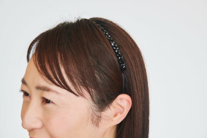 細カチューシャのつける位置