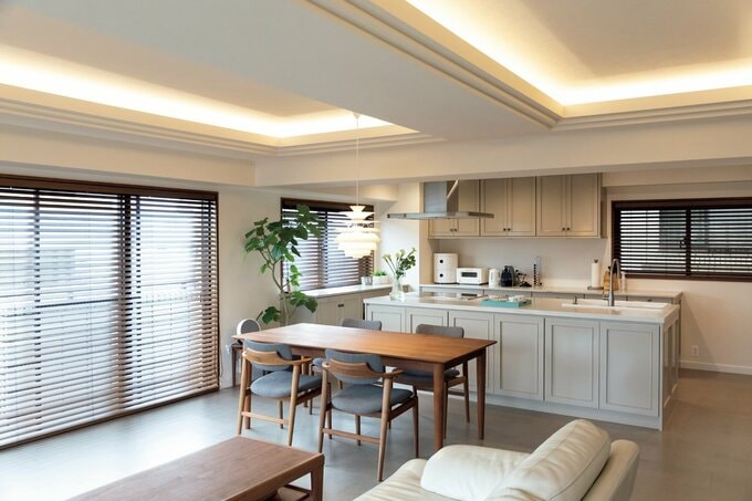 独立型キッチンからオープンな対面式に変更したTさん宅のキッチン