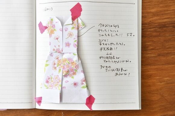 子どもの作品やショップカードをはれば成長記録に