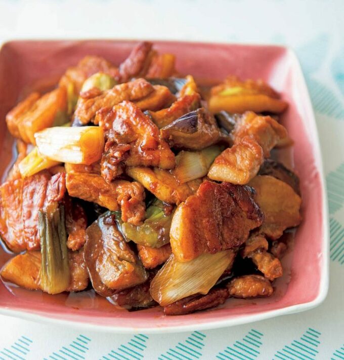 豚肉とナスのルーロン風