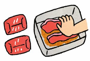 肉や魚は、下ごしらえをしてから保存。