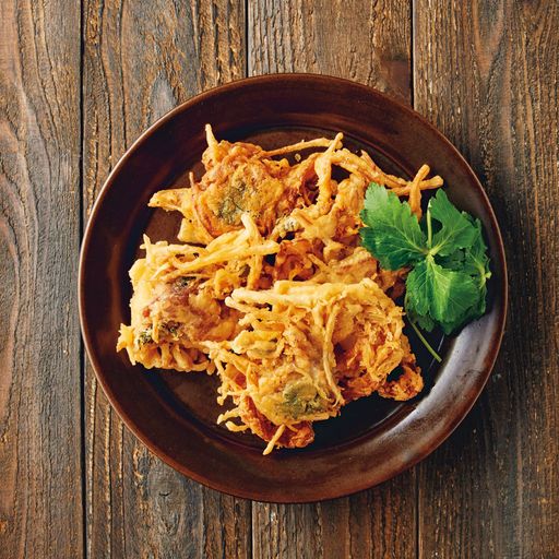 豚こまとゴボウの青ジソ風味かき揚げ