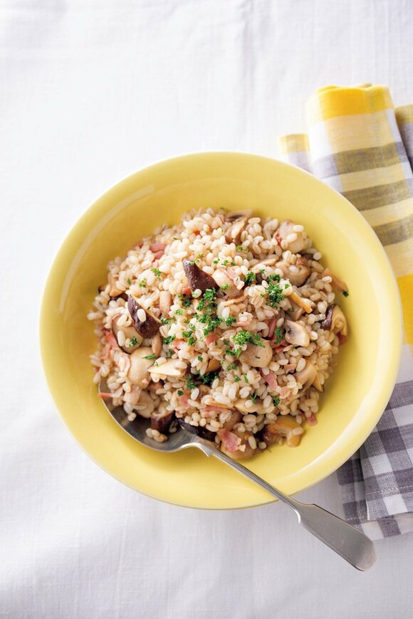 もち麦とキノコのピラフ