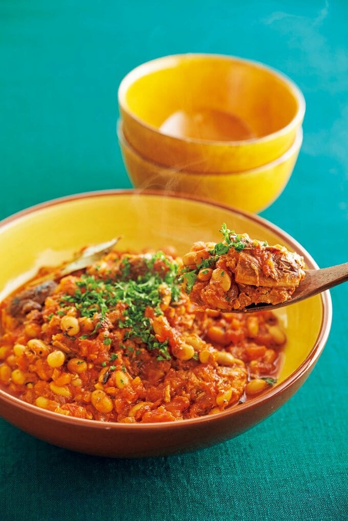 大豆とサバのポークビーンズ風