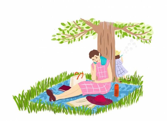 イラスト木陰で一休み