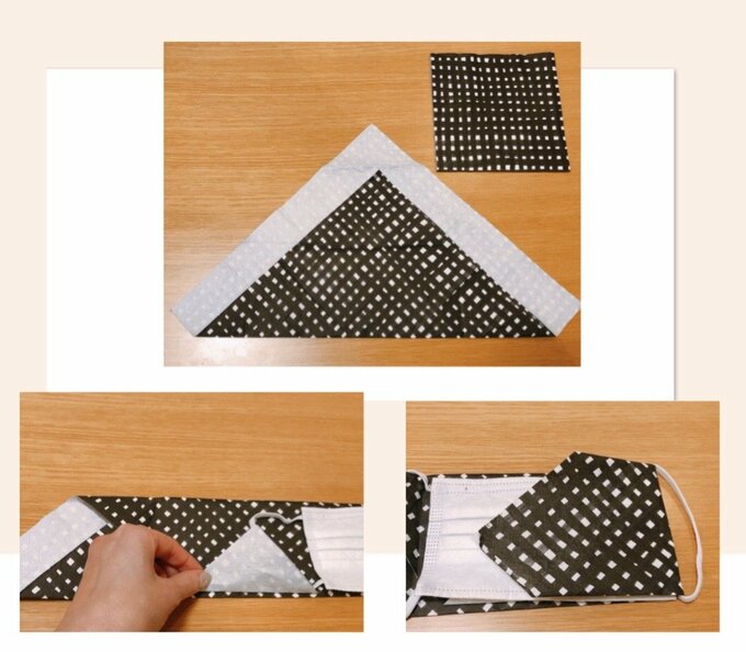 三角の黒い柄のマスクカバー