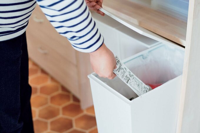 レシートをゴミ箱へ