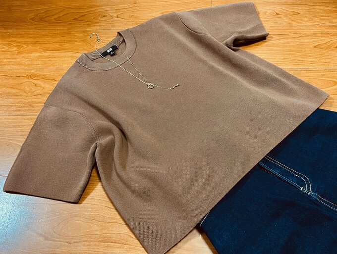 ニットTシャツを使ったコーデ