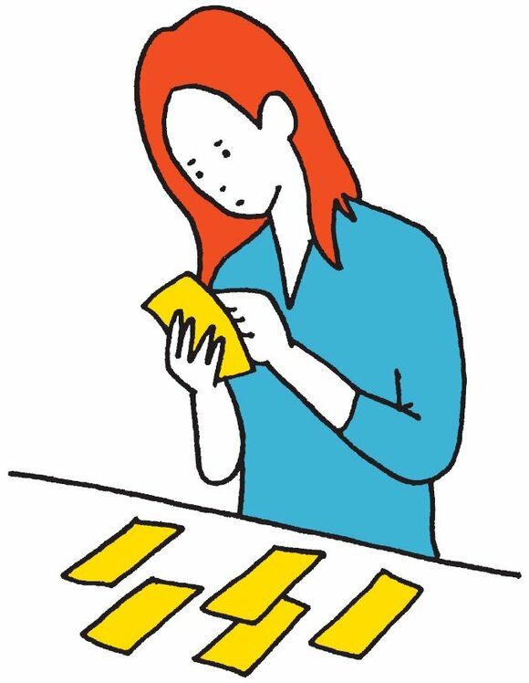 女性がレシートを確認するイラスト