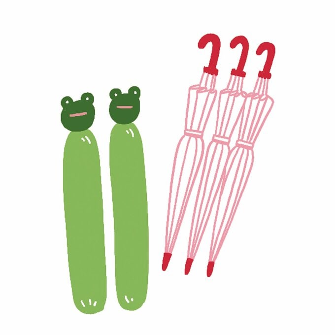 複数ある傘のイラスト