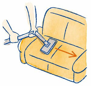 座面全体にゆっくり掃除機をかける