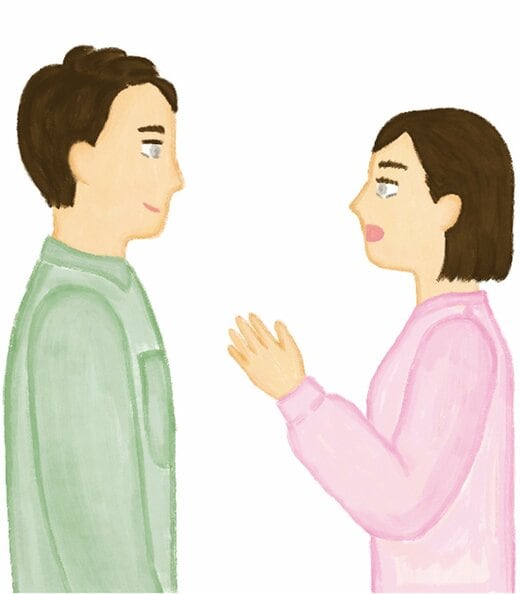 女性が男性に相談するイラスト