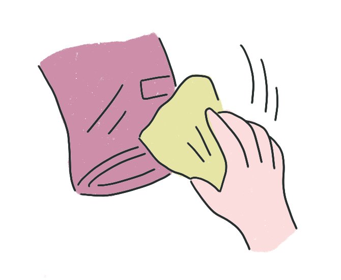 やらわかい布にクリーナーをつけてケア