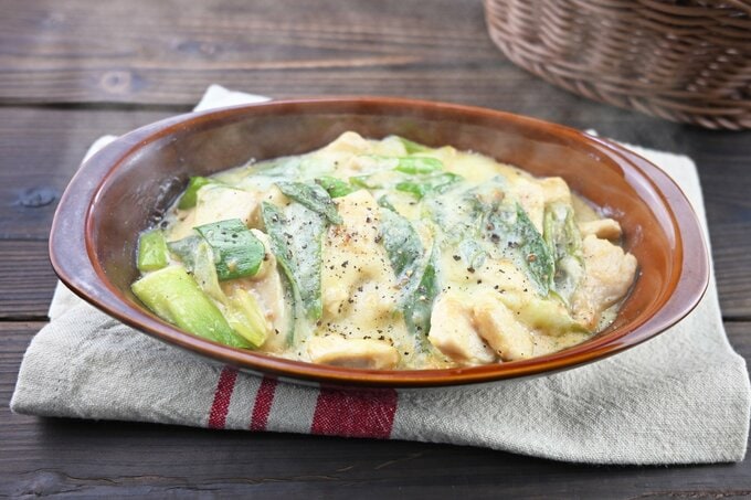 鶏むね肉と青ねぎの簡単グラタン