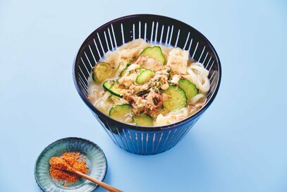 サバ缶でお手軽ダイエットレシピ。コクうま冷や汁麺