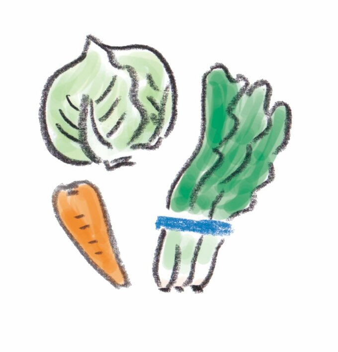 キャベツ、ニンジン、ホウレンソウ