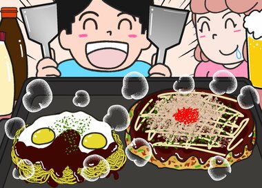 ホットプレートでつくるお好み焼き。何かが違う？5つ見つけたらエラい間違い探し