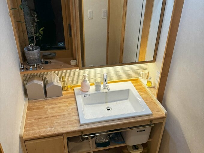 筆者宅で造作したオリジナル洗面台