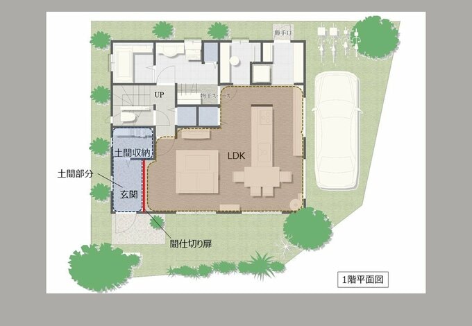 玄関の土間収納とリビングがつながっている間取り
