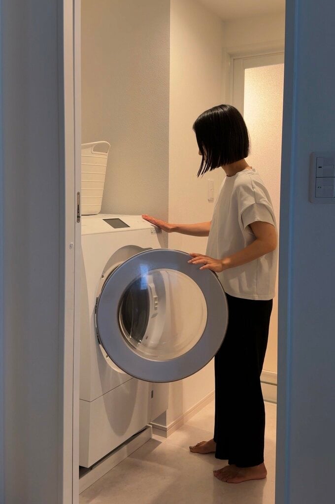 洗濯機を動かすところ
