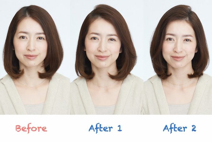 3つ分け目が違う女性