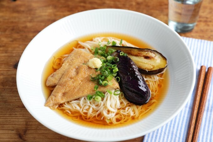 揚げナスきつねそうめん