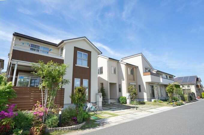 オープン外構の住宅街