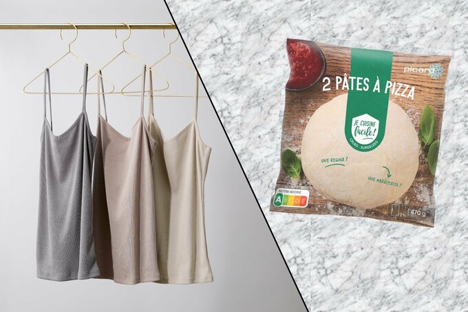 Lierrey マグネライフウェア キャミソール(左)、Picard(ピカール) ピッツァの生地(右)