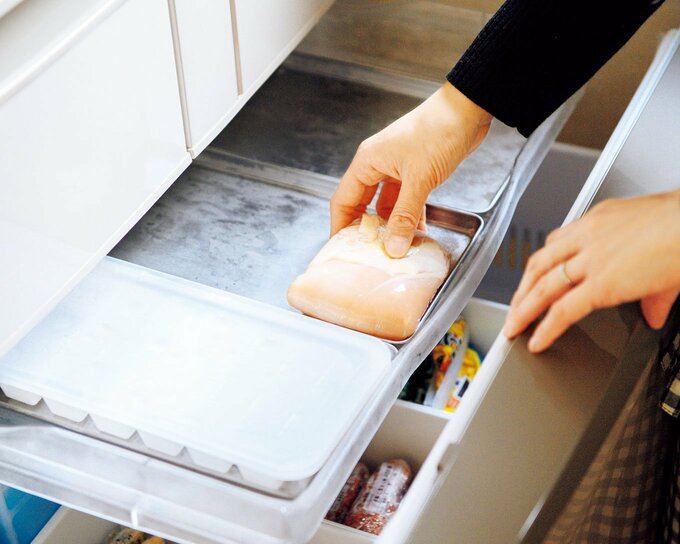 アルミトレーで急速冷凍