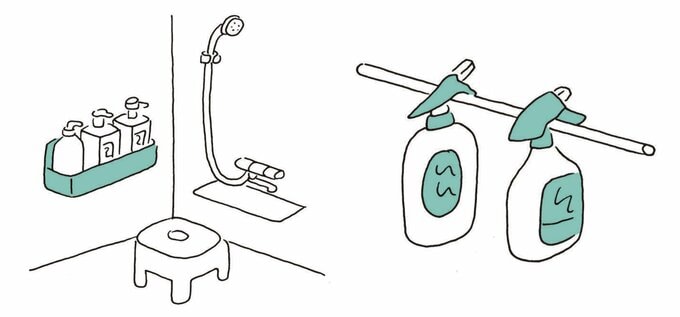 浴室の浮かせる収納