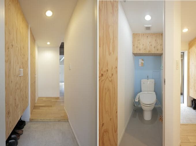 木目が楽しめる玄関とトイレ