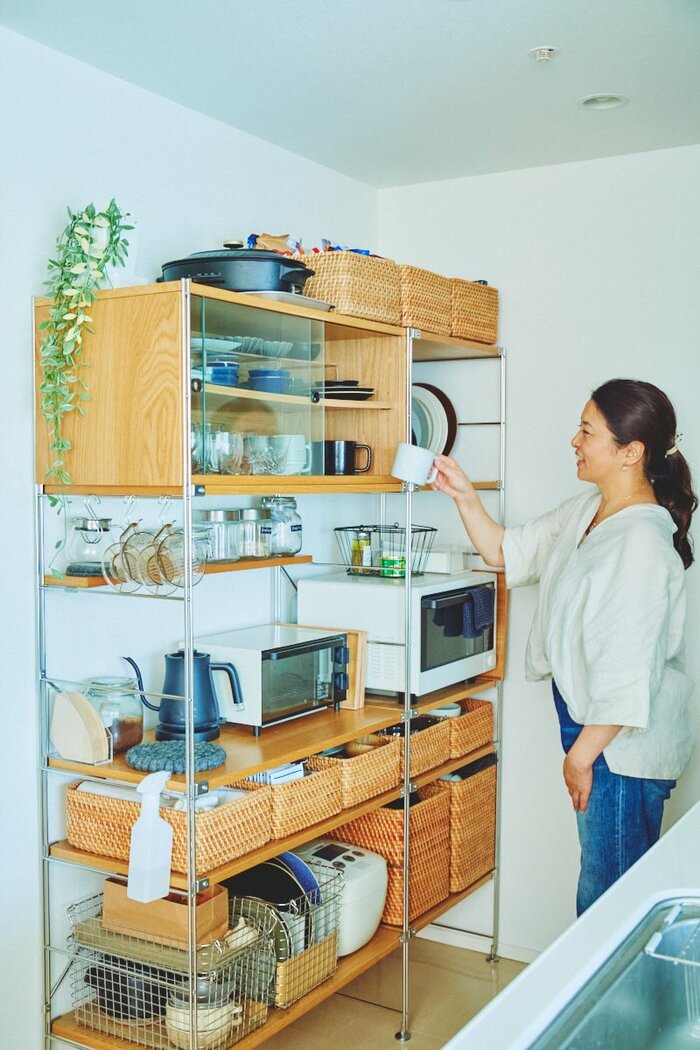 無印良品ユニットシェルフ食器棚付き - キッチン収納