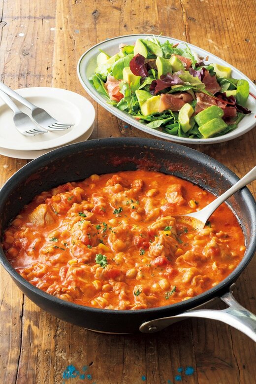 チキンと大豆のトマトチーズ煮